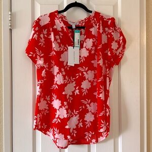 NWT 41 Hawthorn Floral tropical summer Print Blouse Xl